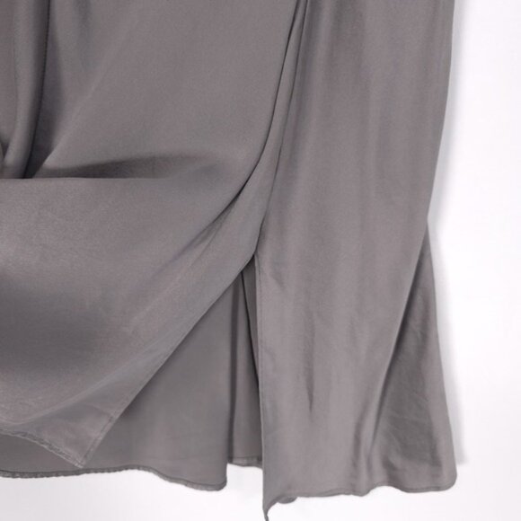 VICTORIA'S SECRET 100% SILK Slip Mini Dress Slit MEDIUM VINTAGE Gray Platinum - Picture 9 of 12